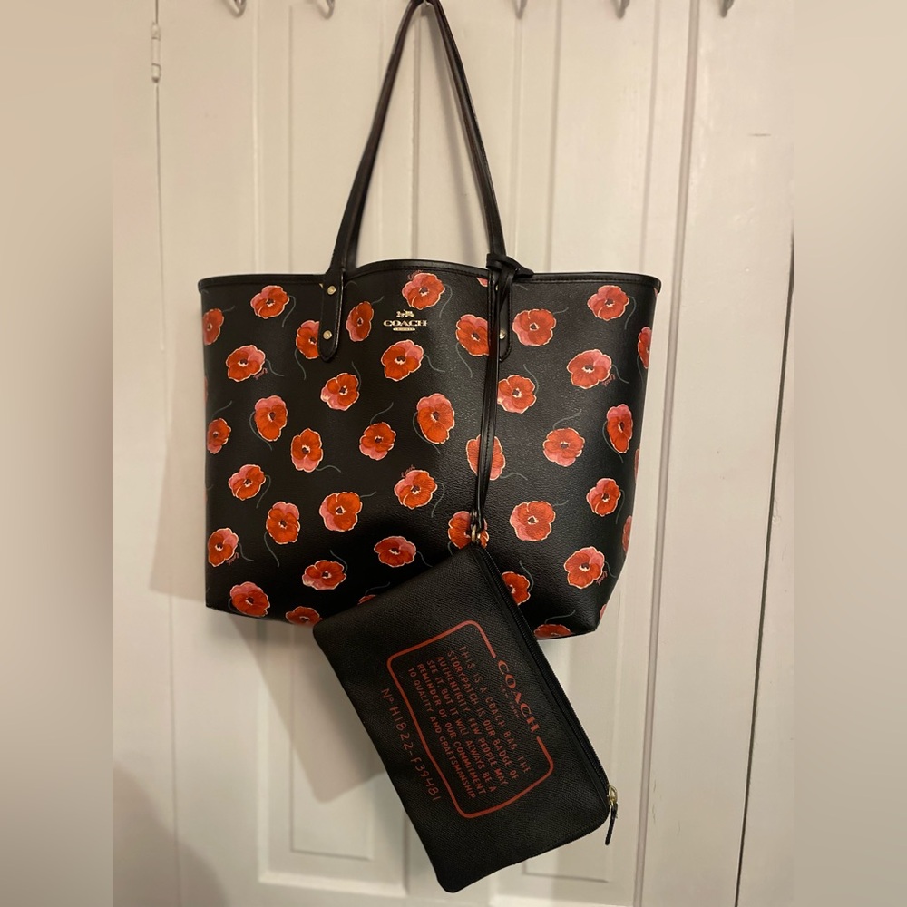 Coach Black Tote Bag with Matching Pouch